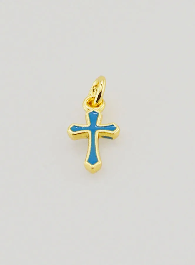 Cross Charm Pendant 10mm - Blue (pic 2)