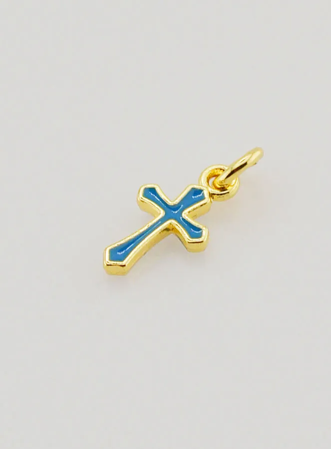 Cross Charm Pendant 10mm - Blue (pic 4)