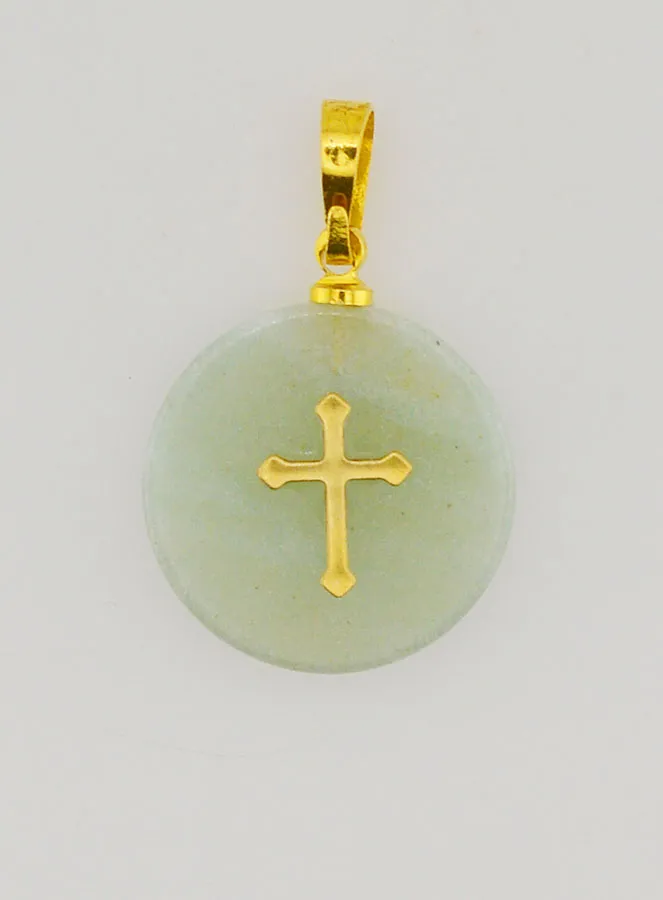 Translucent Medal With Cross - Green (pic 1)