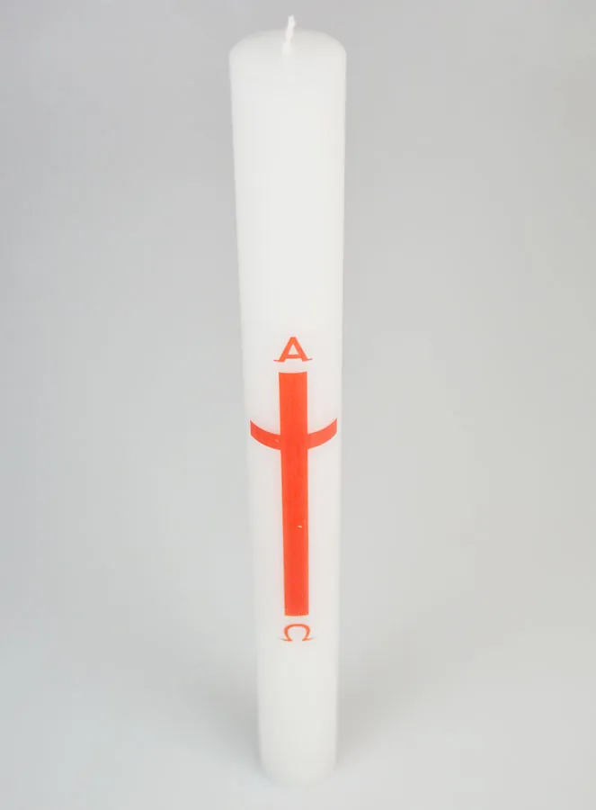 Alpha Omega Processional Candle 40cm - Red (pic 2)
