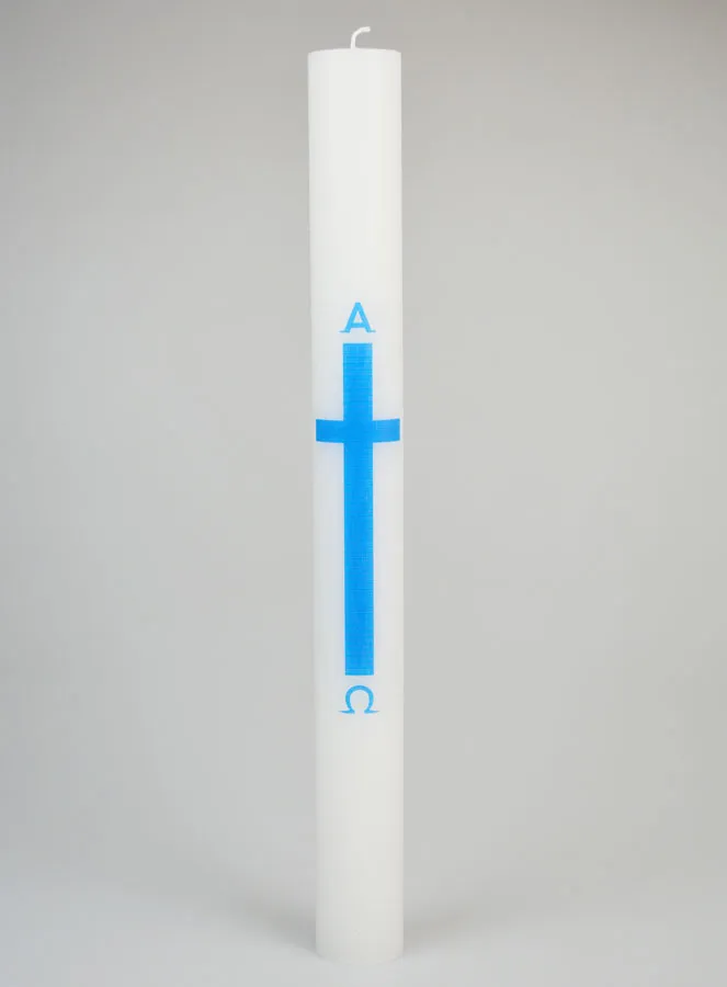 Alpha Omega Processional Candle 40cm - Blue (pic 1)