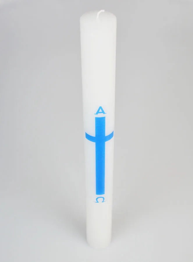 Alpha Omega Processional Candle 40cm - Blue (pic 2)