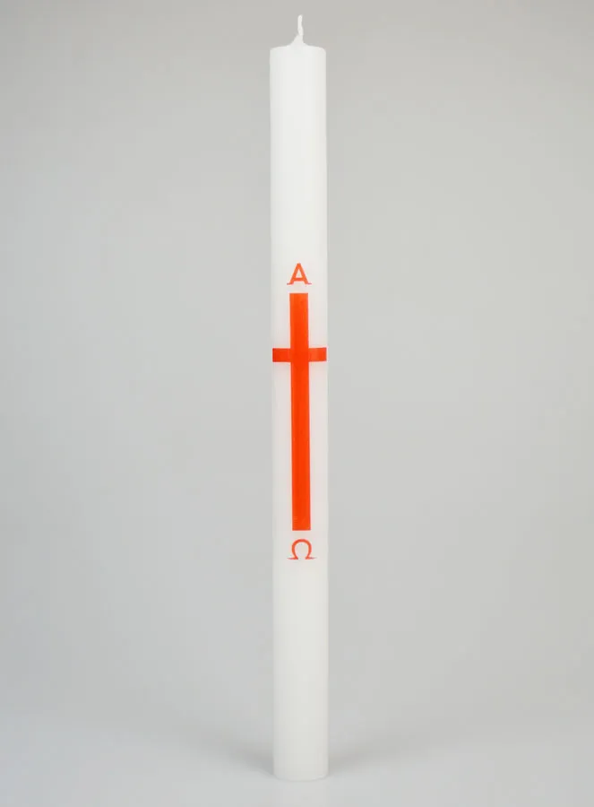 Alpha Omega Processional Candle 34cm - Red (pic 1)