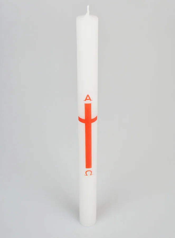 Alpha Omega Processional Candle 34cm - Red (pic 2)