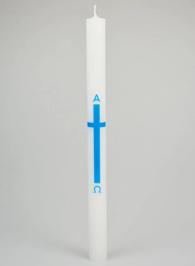 Alpha Omega Processional Candle 34cm - Blue (pic 1)