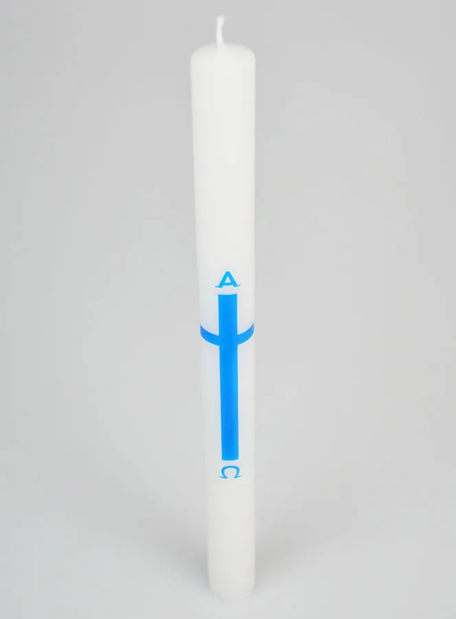 Alpha Omega Processional Candle 34cm - Blue (pic 2)