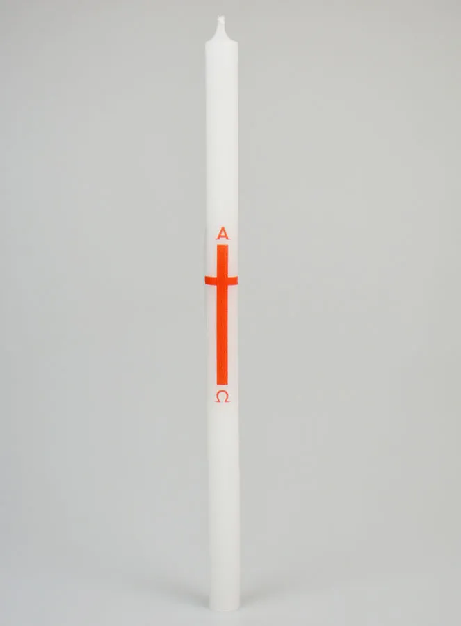 Alpha Omega Processional Candle 29cm - Red (pic 1)