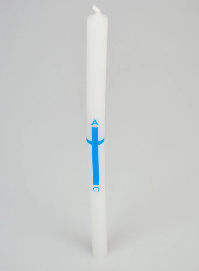 Alpha Omega Processional Candle 29cm - Blue (pic 2)