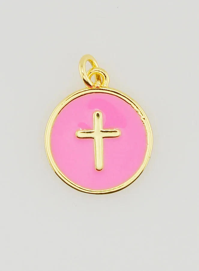 Cross Medal - Pink Enamel (pic 1)