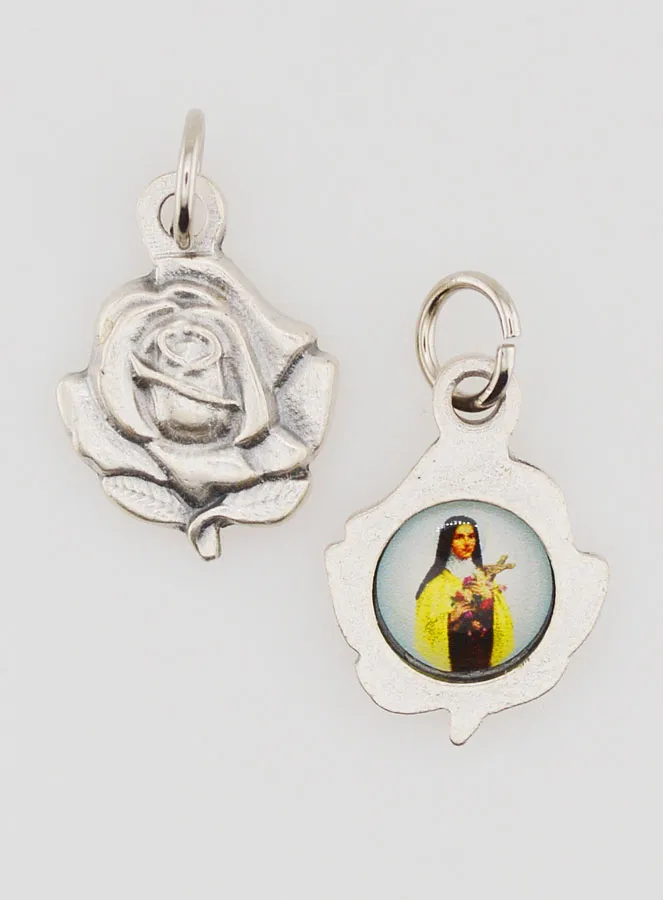Rose medal 14mm - Saint Teresa (pic 1)