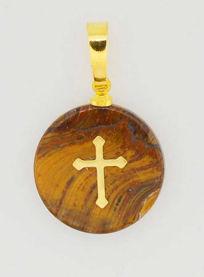 Transparent Medal With Cross - Brown (pic 1)