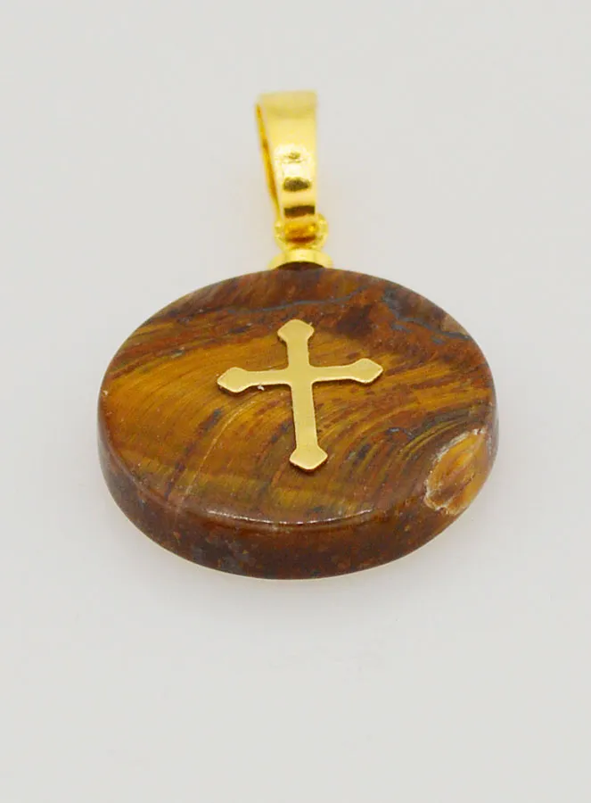 Transparent Medal With Cross - Brown (pic 2)