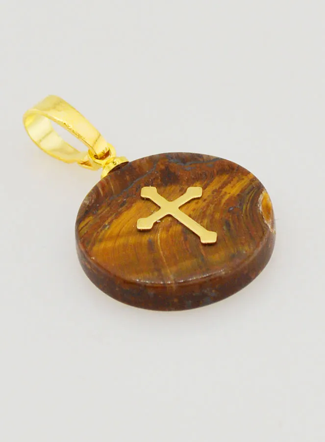 Transparent Medal With Cross - Brown (pic 3)