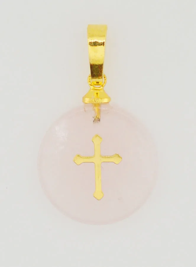 Transparent Medal With Cross - Pink (pic 1)