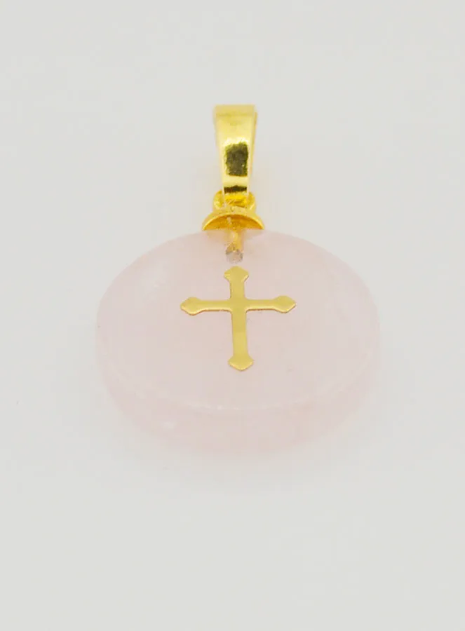 Transparent Medal With Cross - Pink (pic 2)