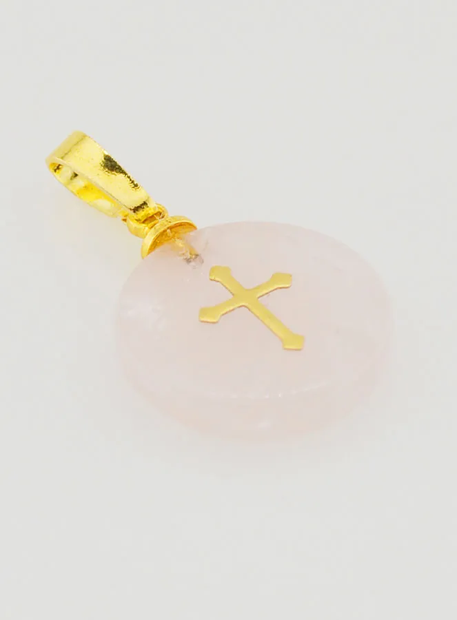 Transparent Medal With Cross - Pink (pic 3)