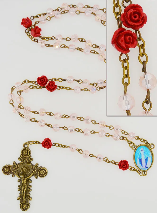 Rosary Miraculous Medal - Pink (pic 1)