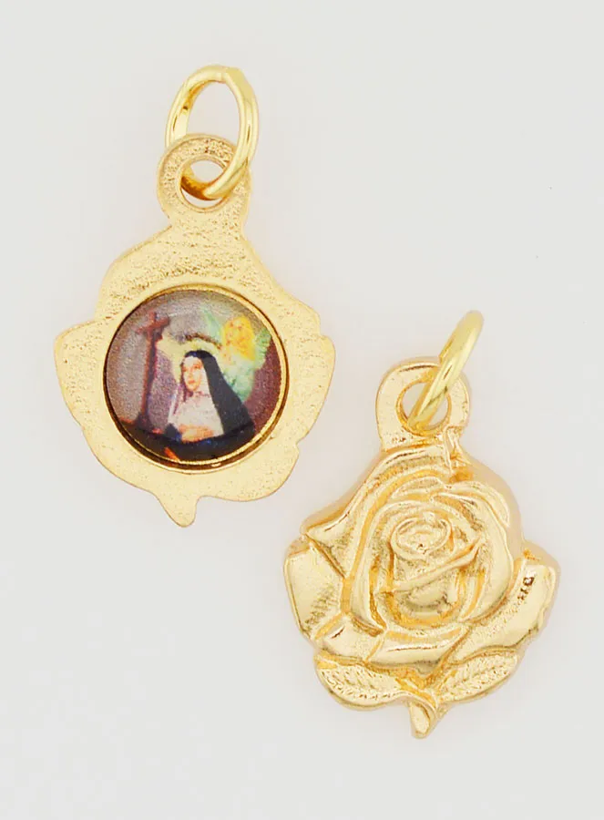 Golden Rose Medal 14mm - Sainte Rita (pic 1)