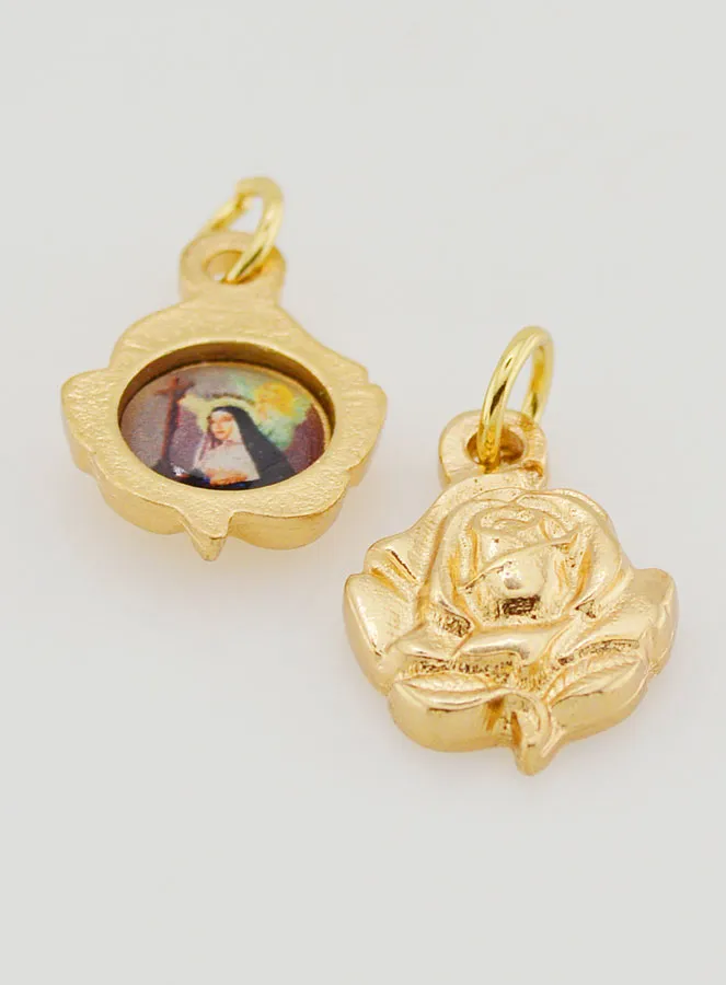 Golden Rose Medal 14mm - Sainte Rita (pic 2)
