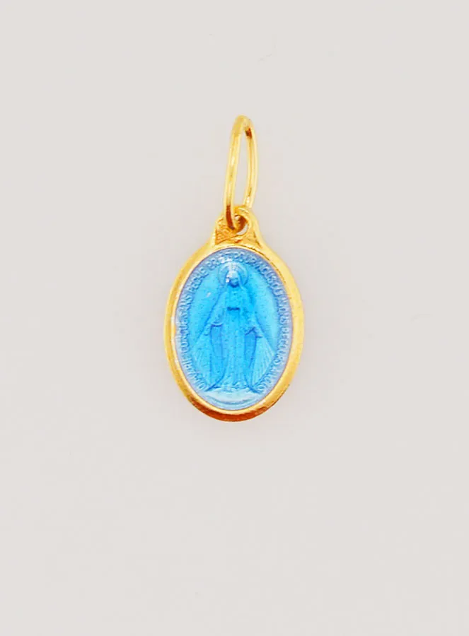 Miraculous Medal in Gold-Plated Silver and Enamel - 10mm (pic 1)