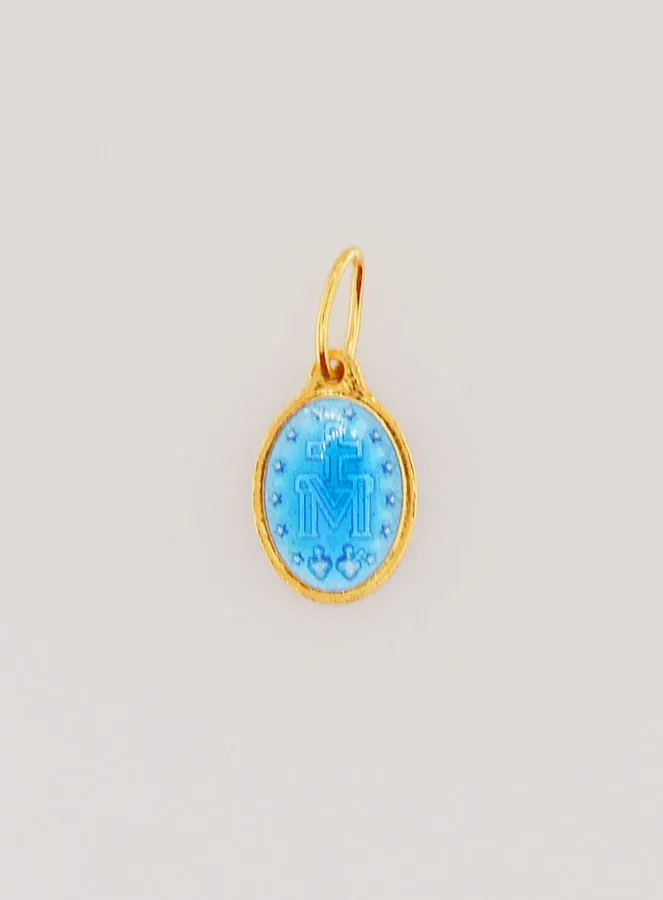 Miraculous Medal in Gold-Plated Silver and Enamel - 10mm (pic 2)