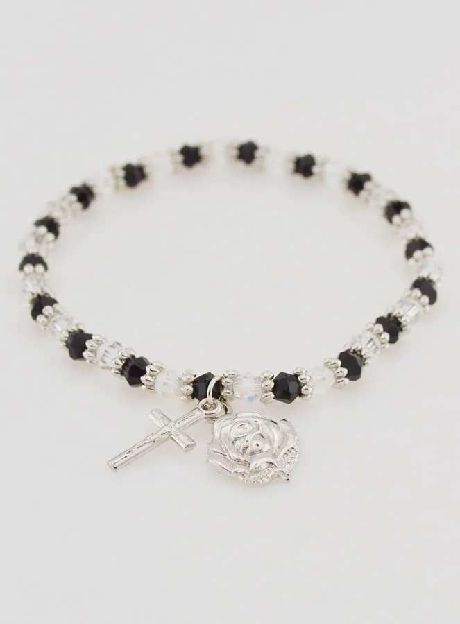 Religious Bracelet Black and Transparent Beads (pic 2)