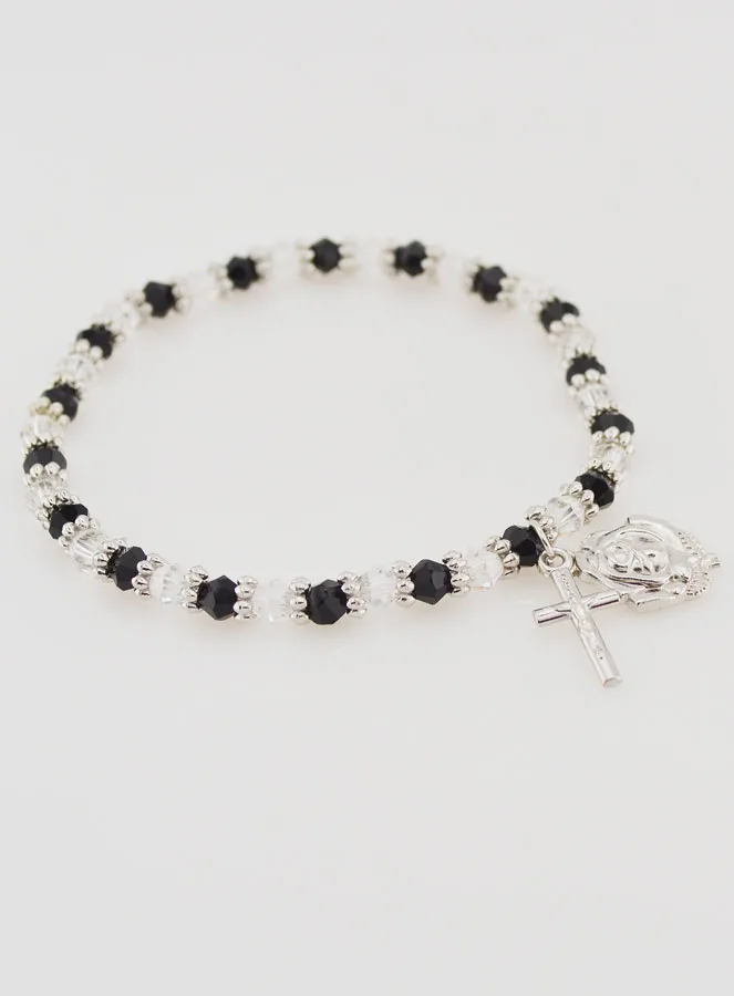 Religious Bracelet Black and Transparent Beads (pic 3)