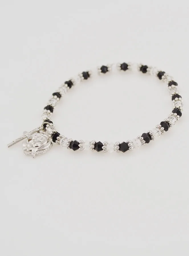 Religious Bracelet Black and Transparent Beads (pic 4)