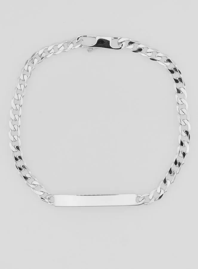 Men's Curb Bracelet in Silver -  4mm Curb Chain (pic 3)