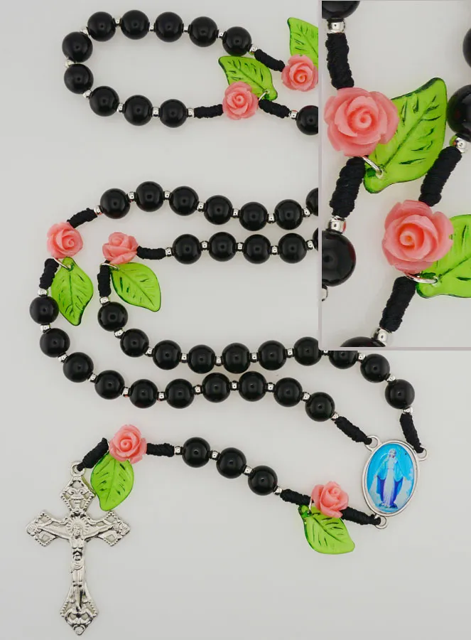 Rosary of the Miraculous Virgin in Black Glass (pic 1)