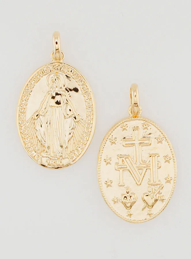 Gold Plated Miraculous Medal - 21mm (pic 1)