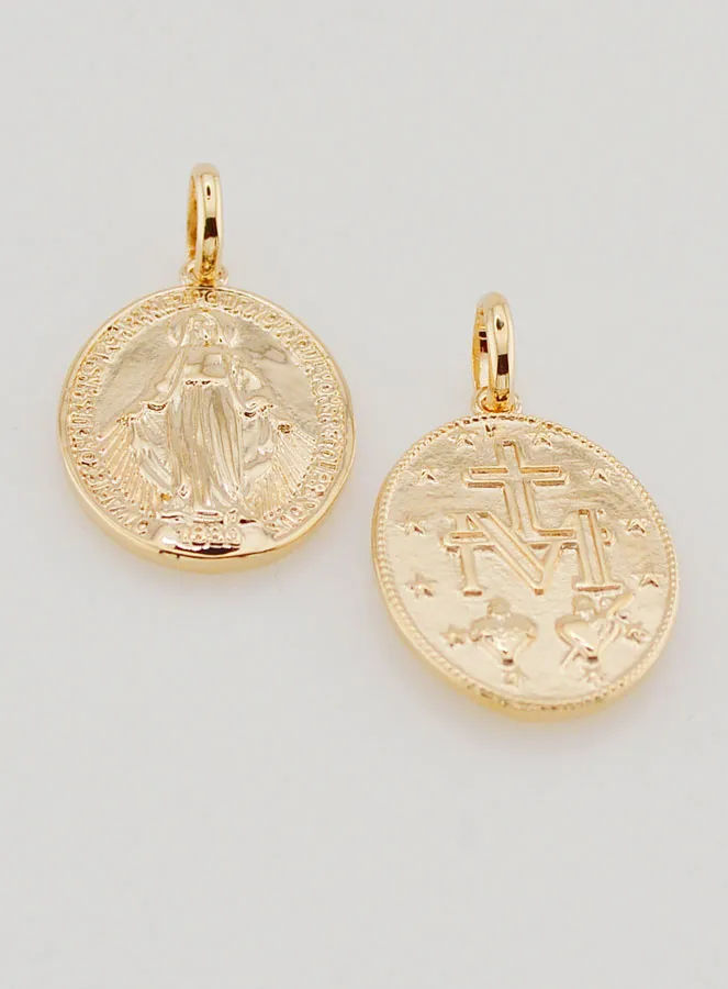Gold Plated Miraculous Medal - 21mm (pic 2)