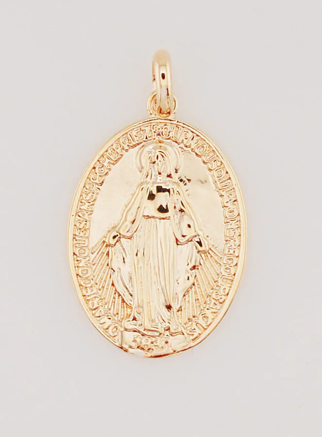 Gold Plated Miraculous Medal - 21mm (pic 3)