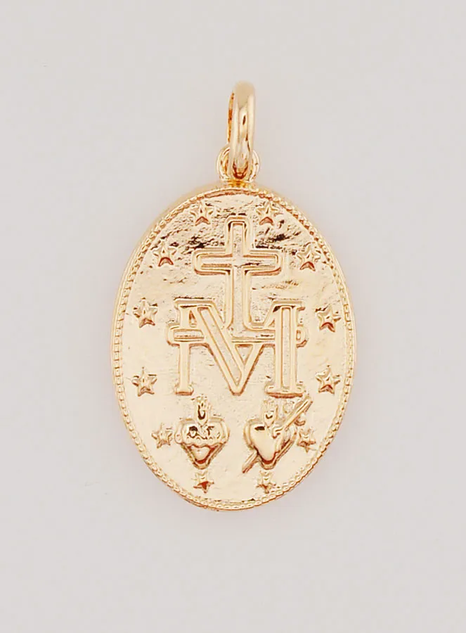Gold Plated Miraculous Medal - 21mm (pic 4)