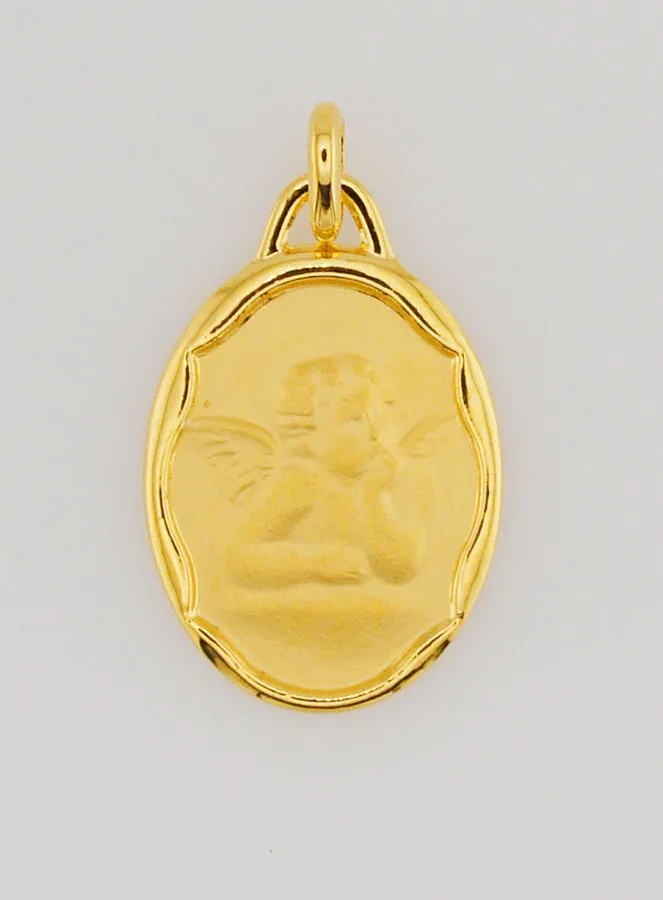 Gold Plated Guardian Angel Medal - 20mm (pic 1)