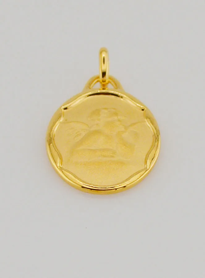 Gold Plated Guardian Angel Medal - 20mm (pic 2)