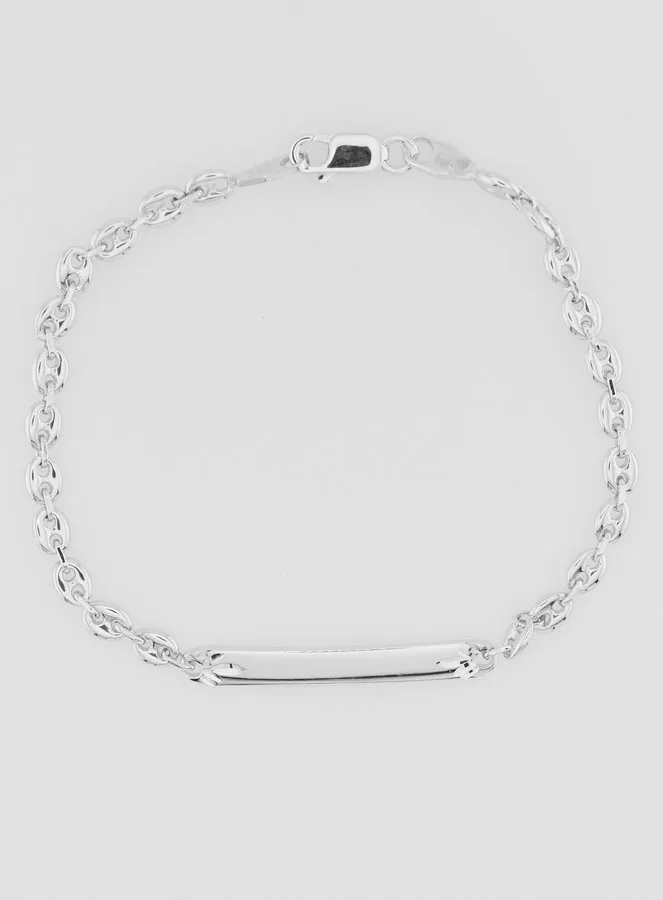 Rhodium Silver Identity Bracelet - 18cm (pic 3)