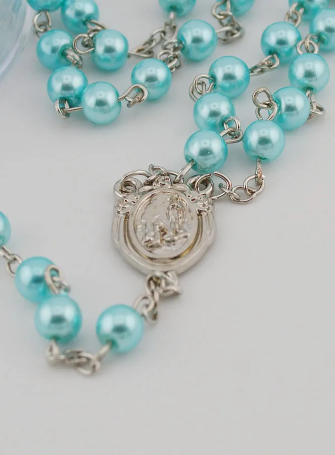 Lourdes Rosary with Blue Mother-of-Pearl Beads - Gift Box (pic 4)