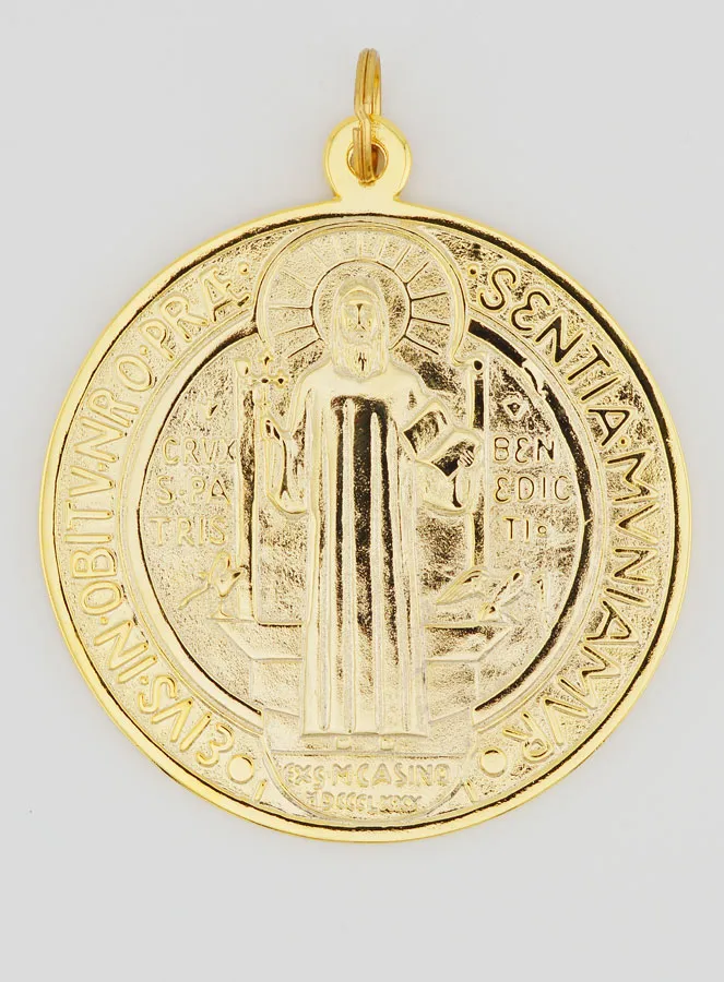 Large Golden Saint Benedict Medal - 9.7cm (pic 1)