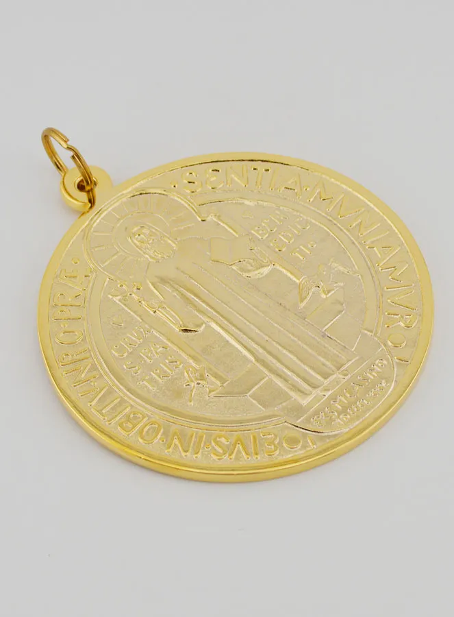 Large Golden Saint Benedict Medal - 9.7cm (pic 3)