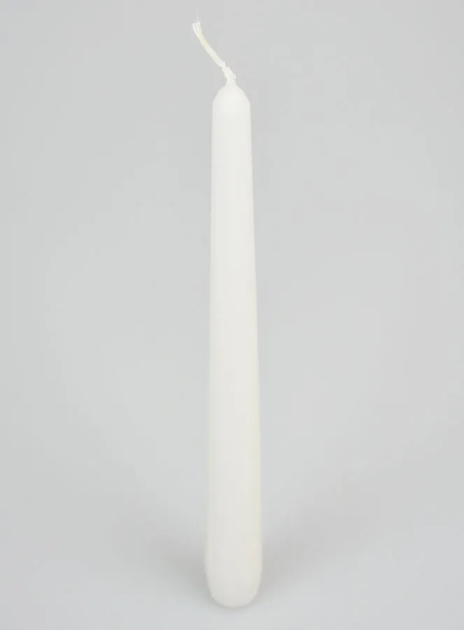 Solid Colour Taper Candle 24cm - White (pic 2)