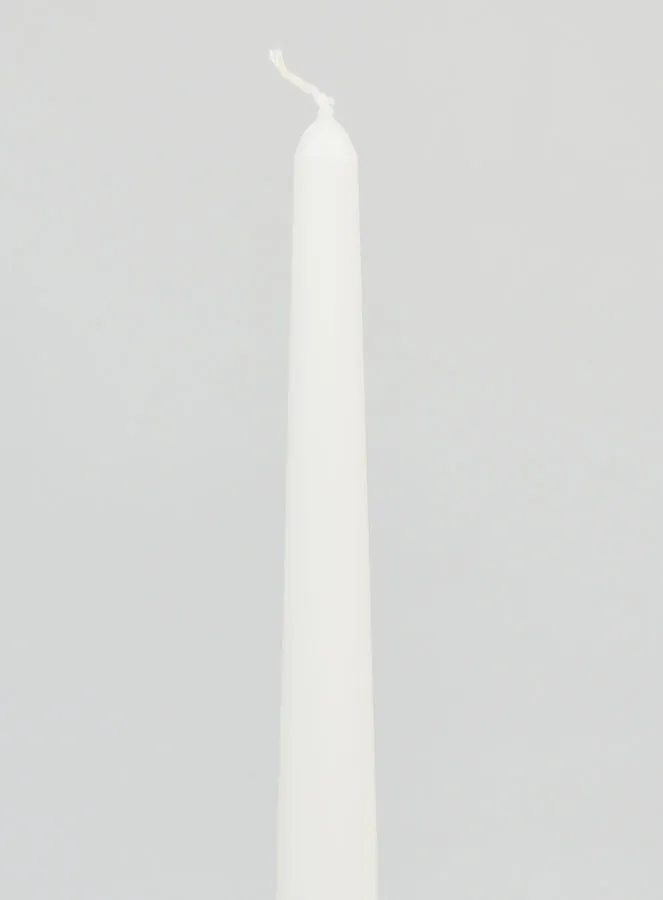 Solid Colour Taper Candle 24cm - White (pic 3)