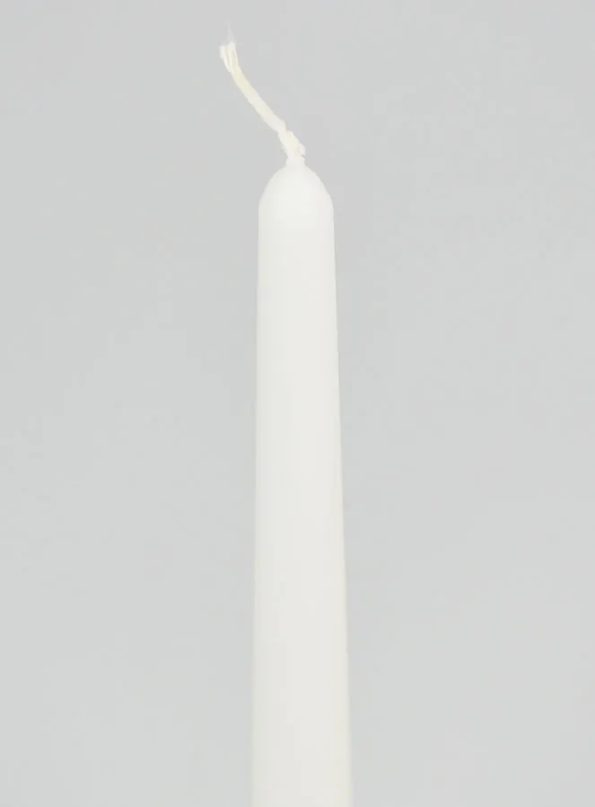 Solid Colour Taper Candle 24cm - White (pic 4)