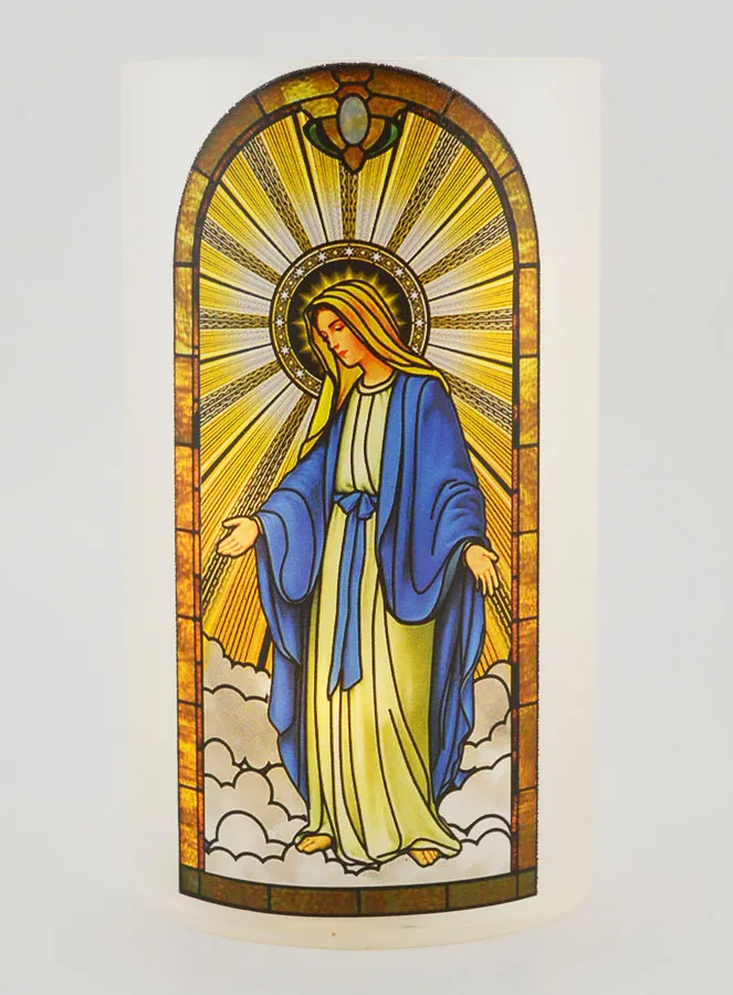 LED Candle Jar - Miraculous Madonna and Prayer (pic 1)