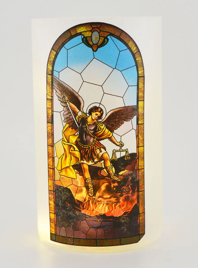 LED Candle Jar - Saint Michael and Prayer (pic 1)