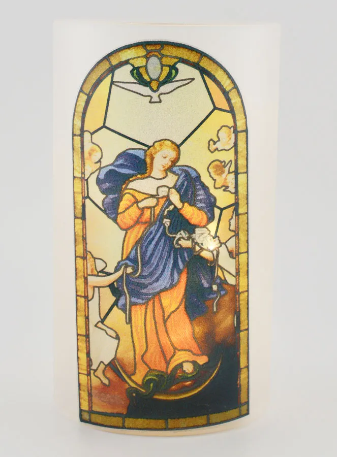 LED Candle Jar - Our Lady Untier of Knots and Prayer (pic 1)