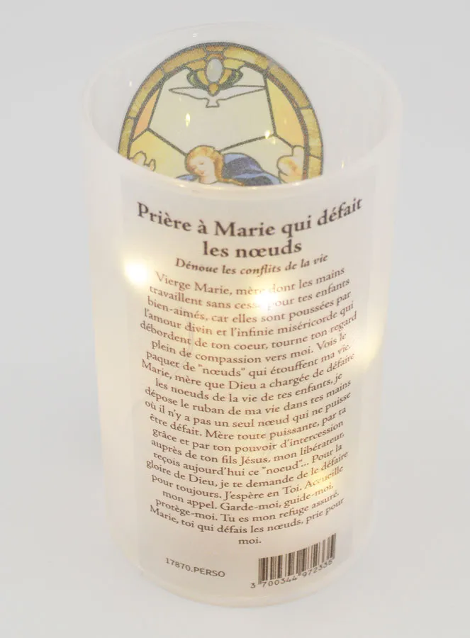 LED Candle Jar - Our Lady Untier of Knots and Prayer (pic 3)