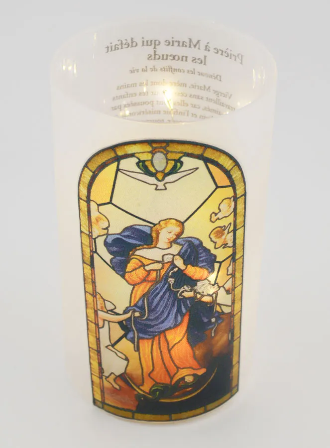 LED Candle Jar - Our Lady Untier of Knots and Prayer (pic 4)