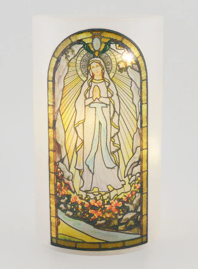LED Candle Jar – Our Lady of Lourdes and Prayer (pic 1)