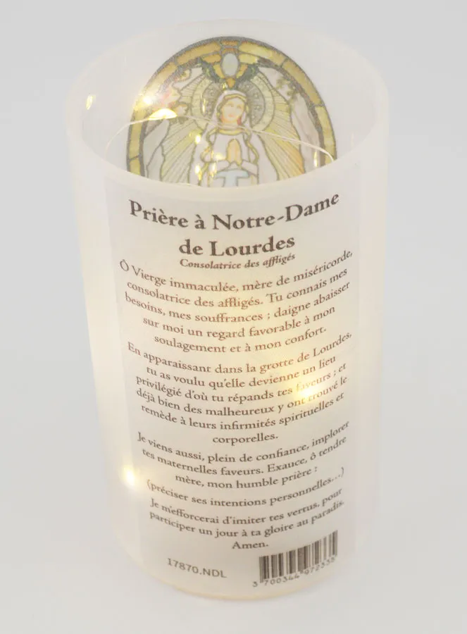 LED Candle Jar – Our Lady of Lourdes and Prayer (pic 3)